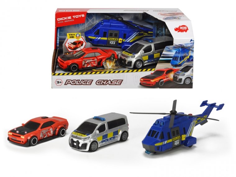 

Игровой набор Dickie Toys "Полицейская погоня" с 2 машинами и вертолетом