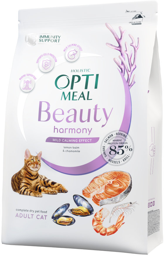 Акція на Сухой беззерновой корм Optimeal Beauty Harmony Adult cats на основе морепродуктов 1.5 кг (4820215366908) від Stylus