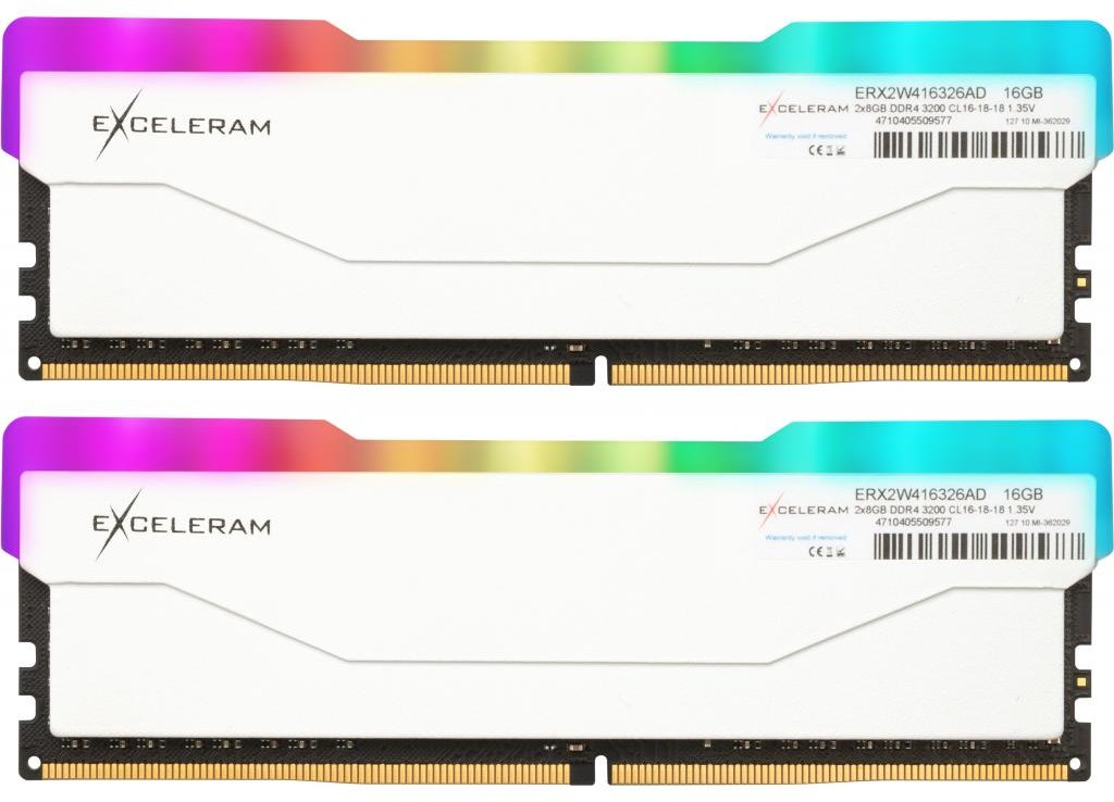 

Exceleram 16 Gb (2x8GB) DDR4 3200 MHz Rgb X2 Series White (ERX2W416326AD)