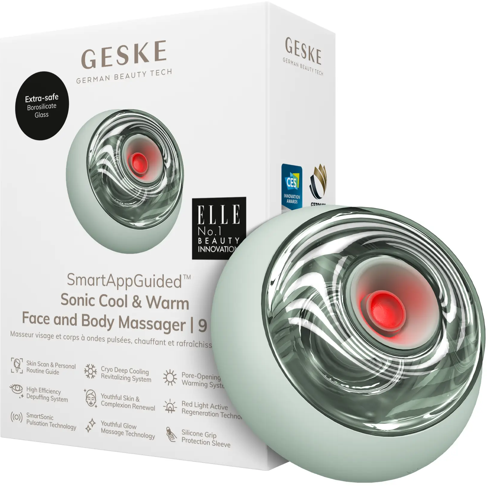 

Geske Sonic Cool&Warm Face and Body Massager 9в1 green