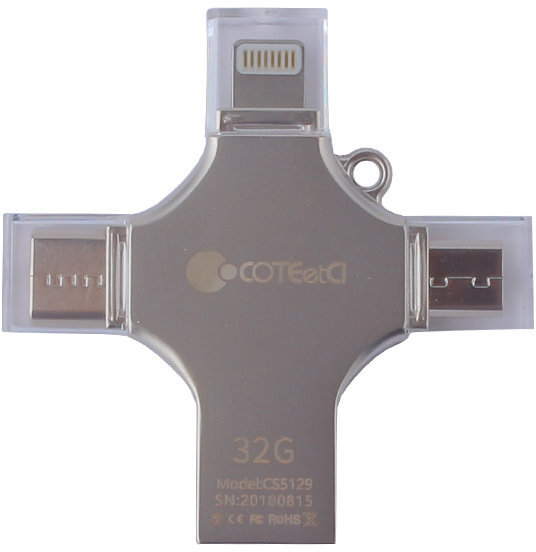 

COTEetCI 32GB 4-in-1 Zinc Alloy iUSB Silver (CS5129-32G)