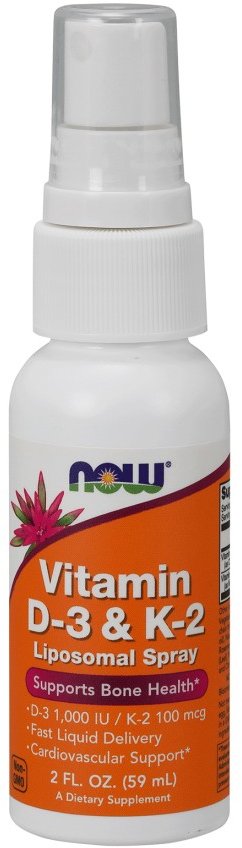 

Now Foods Vitamin D3 & K2 Liposomal Spray D3 1,000 Iu / K2 100 mcg 2 fl oz (59 ml) Вітамін D3 / K2