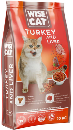 Акція на Сухой корм Wise Cat 10 кг Turkey and liver - Индейка и печенка для взрослых кошек 10 кг (4820111141609) від Stylus