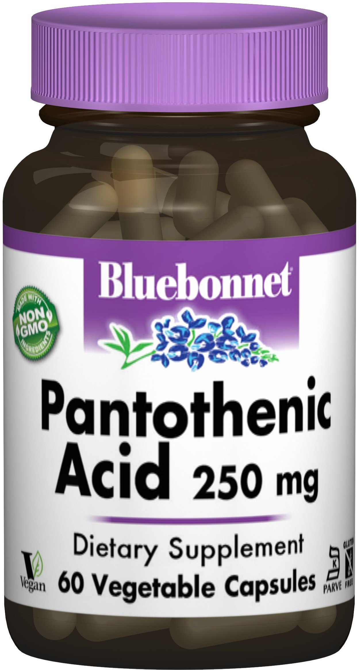 

Bluebonnet Nutrition Pantothenic Acid (B5) 250 mg, 60 Vegetable Capsules (BLB0468)