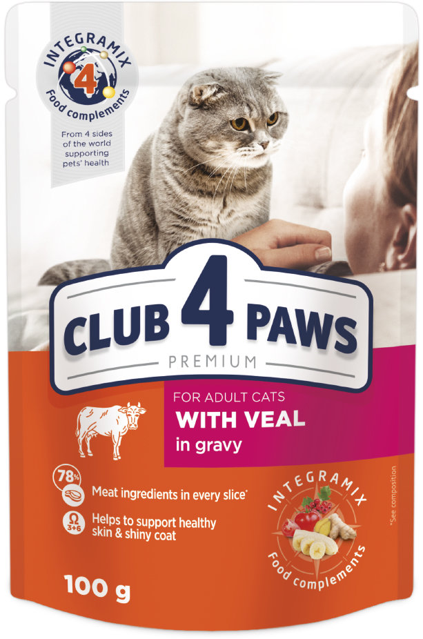 Акція на Влажный корм Club 4 Paws Premium Adult cats для взрослых кошек с телятиной в соусе 24х100 г (LT) (4820083908965) від Stylus