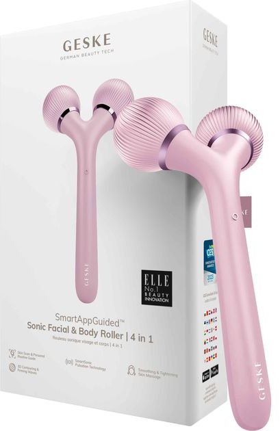 Акція на Звуковой ролик для лица и тела Geske Sonic Facial & Body Roller 4 в 1 Pink (GK000041PK01) від Stylus