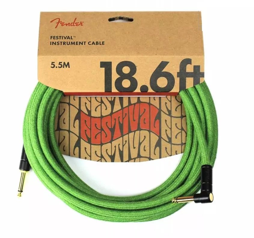 

Кабель инструментальный Fender 18.6' Angled Festival Instrument Cable Pure Hemp Green