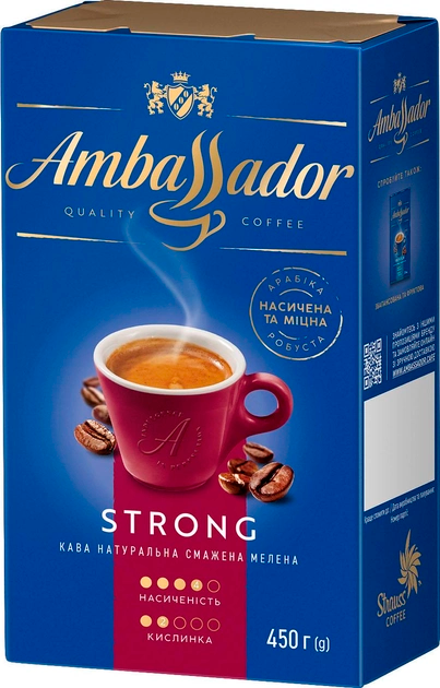 Акція на Кофе молотый Ambassador Strong 450 г (8720254065267) від Stylus