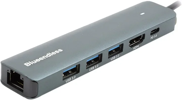 Акція на Blueendless Adapter USB-C to HDMI+RJ45+3xUSB3.0+PD (CA913909) від Stylus