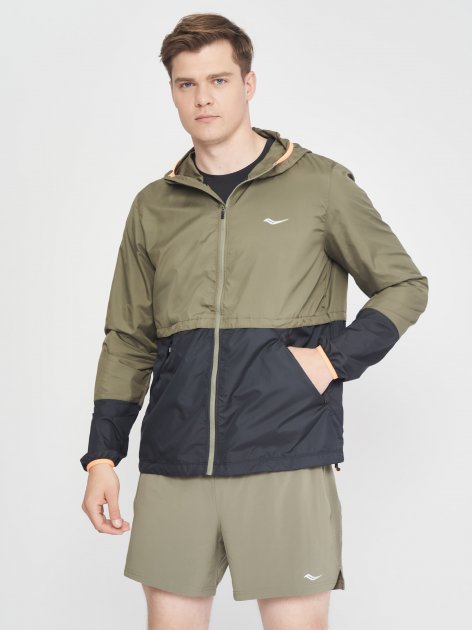 

Ветровка Saucony Packaway Jacket (800281-RF) 46 (S) хаки демисезон с капюшоном