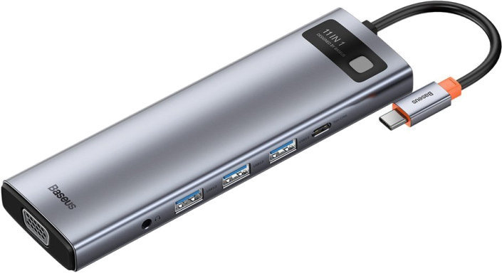 Акція на Baseus Adapter USB-C to 3xUSB3.0+2xHDMI+USB-C+TF+SD+VGA+3.5mm+RJ45 Gray (CAHUB-CT0G) від Y.UA