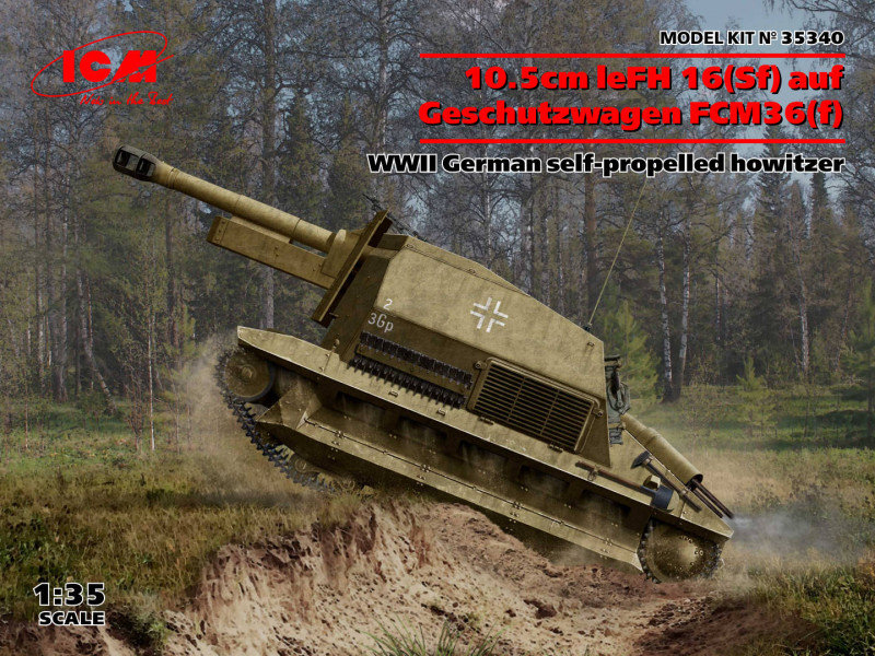 

Немецкая самоходная гаубица Icm Ii МВ, 10.5cm leFH 16(Sf) auf Geschutzwagen FCM36 (f)