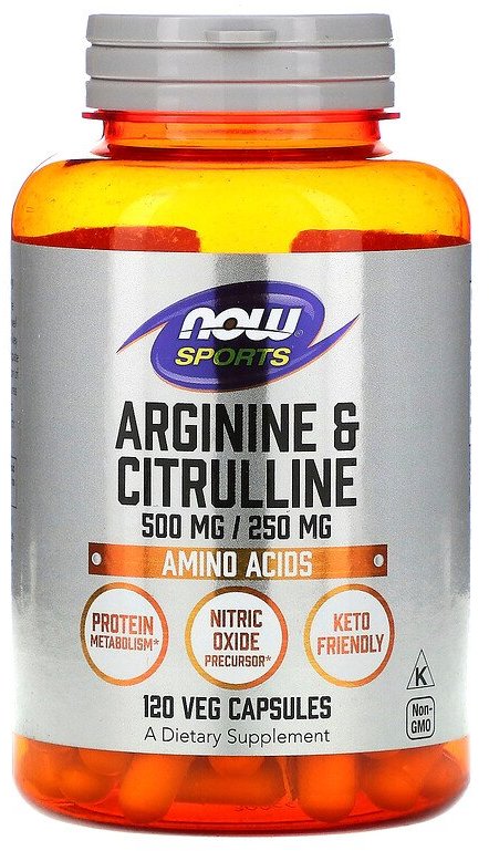 Акція на Now Foods Arginine Citrulline 500mg/250 mg Аргинин и цитруллин 120 вегетарианских капсул (CПОРТ)) від Stylus