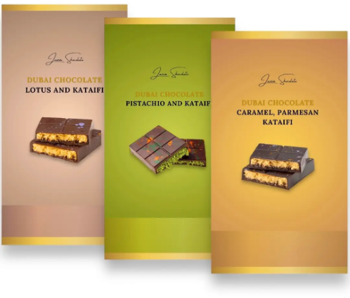 

Набір шоколаду Trio Laviva Chocolate Dubai Chocolate set Trio Дубайський 600 г (UA-0320)