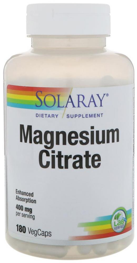 Акція на Solaray Magnesium Citrate 400 mg 180 Veg Caps Цитрат магния від Stylus