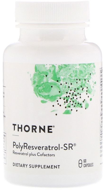 Акція на Thorne Research PolyResveratrol-SR 60 Veg Caps Ресвератрол, Птеростильбен, Куркумин від Stylus