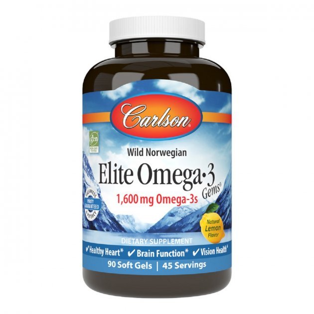 Акція на Carlson Labs Elite Omega-3 Gems Омега-3 Вкус Лимона 90 желатиновых капсул від Stylus