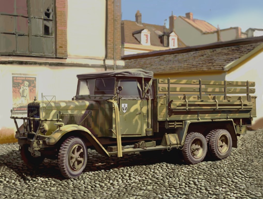 

Німецький армійський вантажний автомобіль Ii МВ Henschel 33D1 Wwii German army truck (ICM35466)