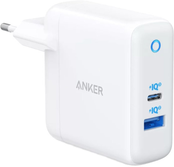Акція на Anker Wall Charger PowerPort USB+USB-C 15W+20W White (A2636G21) від Stylus