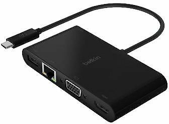 Акція на Belkin Adapter USB-C to HDMI+VGA+USB+RJ45 Black (AVC004BTBK) від Stylus