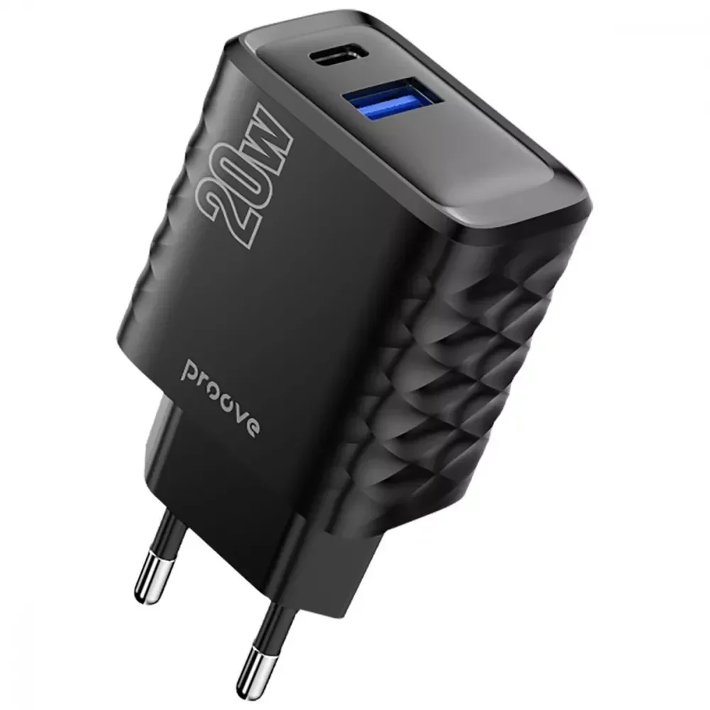 Акція на Proove Wall Charger USB+USB-C Speed Surge 20W Black (WCSS20120001) від Stylus