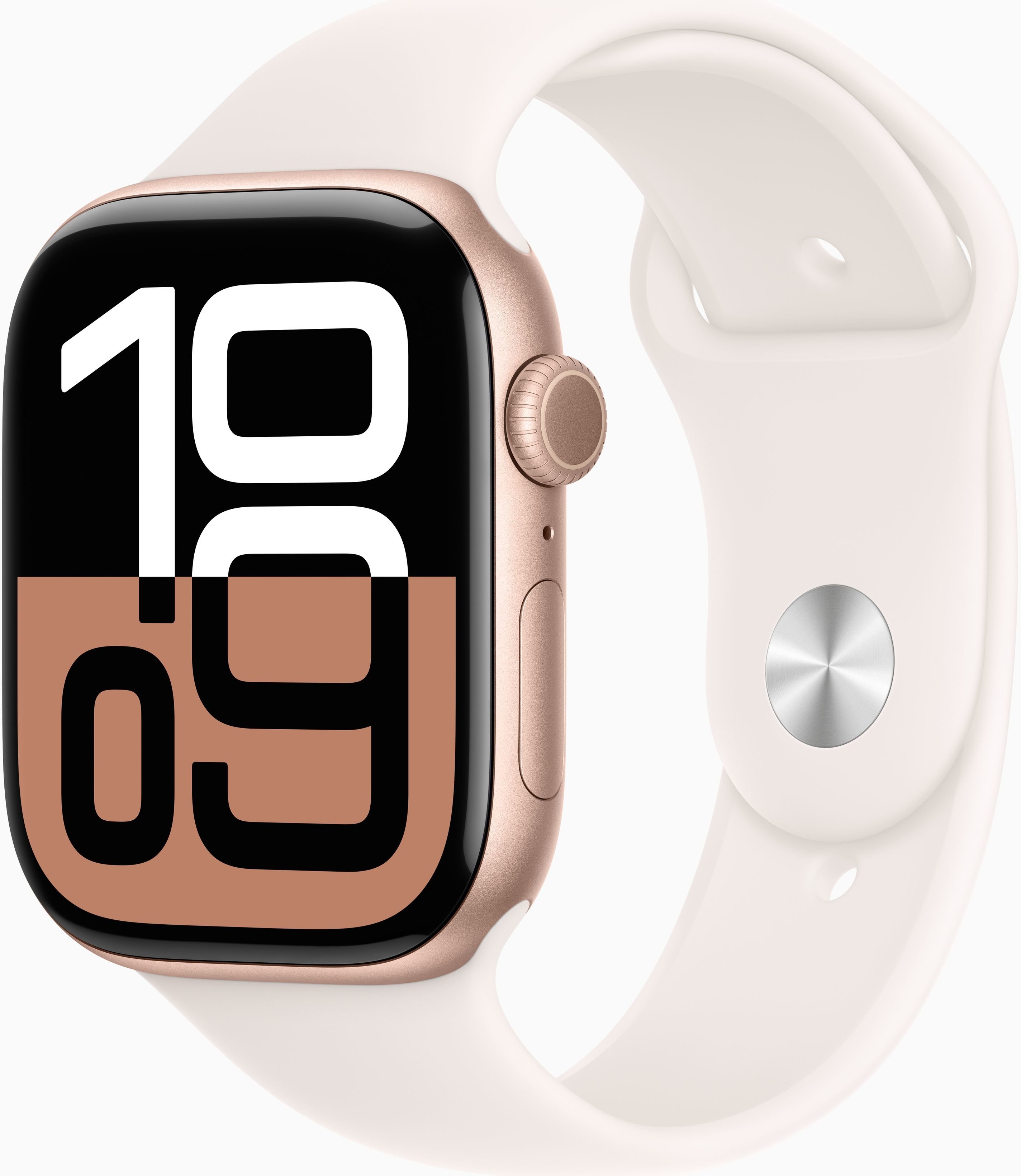 Акція на Apple Watch Series 10 46mm Gps Rose Gold Aluminum Case with Light Blush Sport Band - M/L (MWWU3) від Stylus