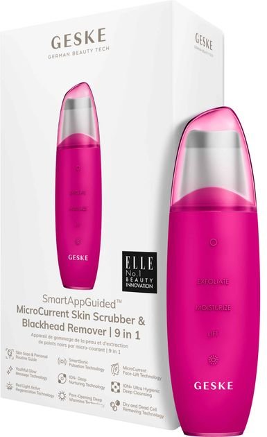 Акція на Микротоковый скрабер для кожи Geske MicroCurrent Skin Scrubber & Blackhead Remover 9 в 1 Magenta (GK000044MG01) від Stylus