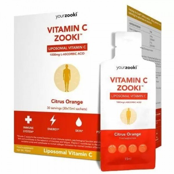 

YourZooki Vitamin C Zooki Citrus orange Flavor 1000 mg Вітамін С ліпосомальний 30 пакетиків