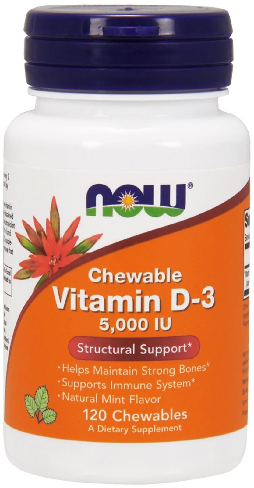 

Now Foods Vit D3 5000 Iu Chewable Mint 120 Loz Вітамін D3 жувальний, зі смаком м'яти