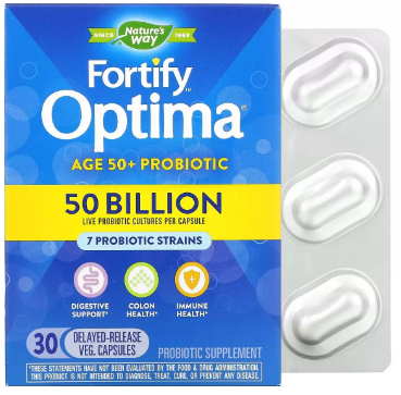 Акція на Nature's Way Fortify Optima Probiotic Adult 50+ Пробиотики для взрослых 50+ с отсроченным высвобождением 50 млрд КОЕ 30 вегетарианских капсул від Stylus