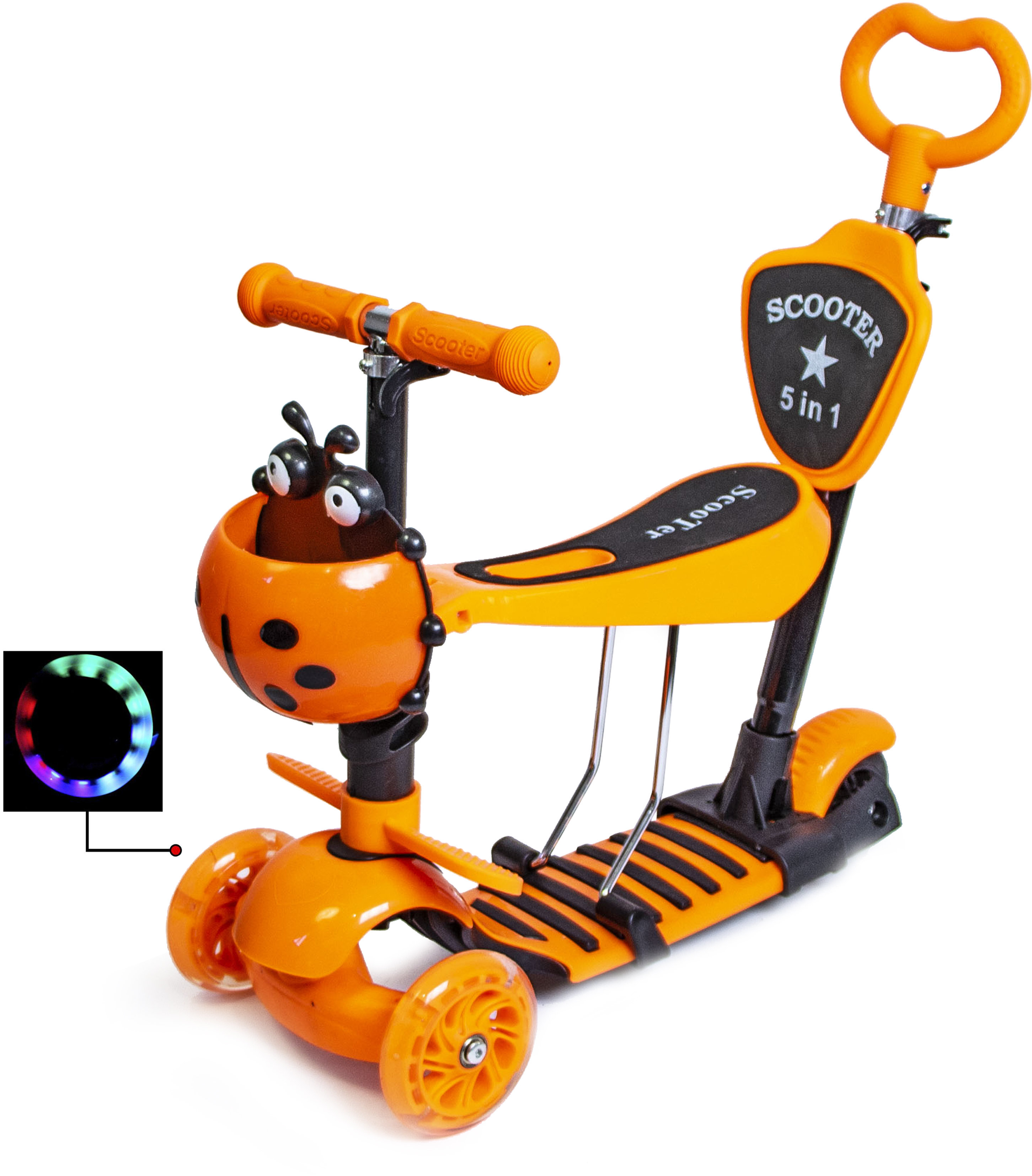 

Самокат Scooter "Божа корівка" 5in1. Orange (багатофункціональний)