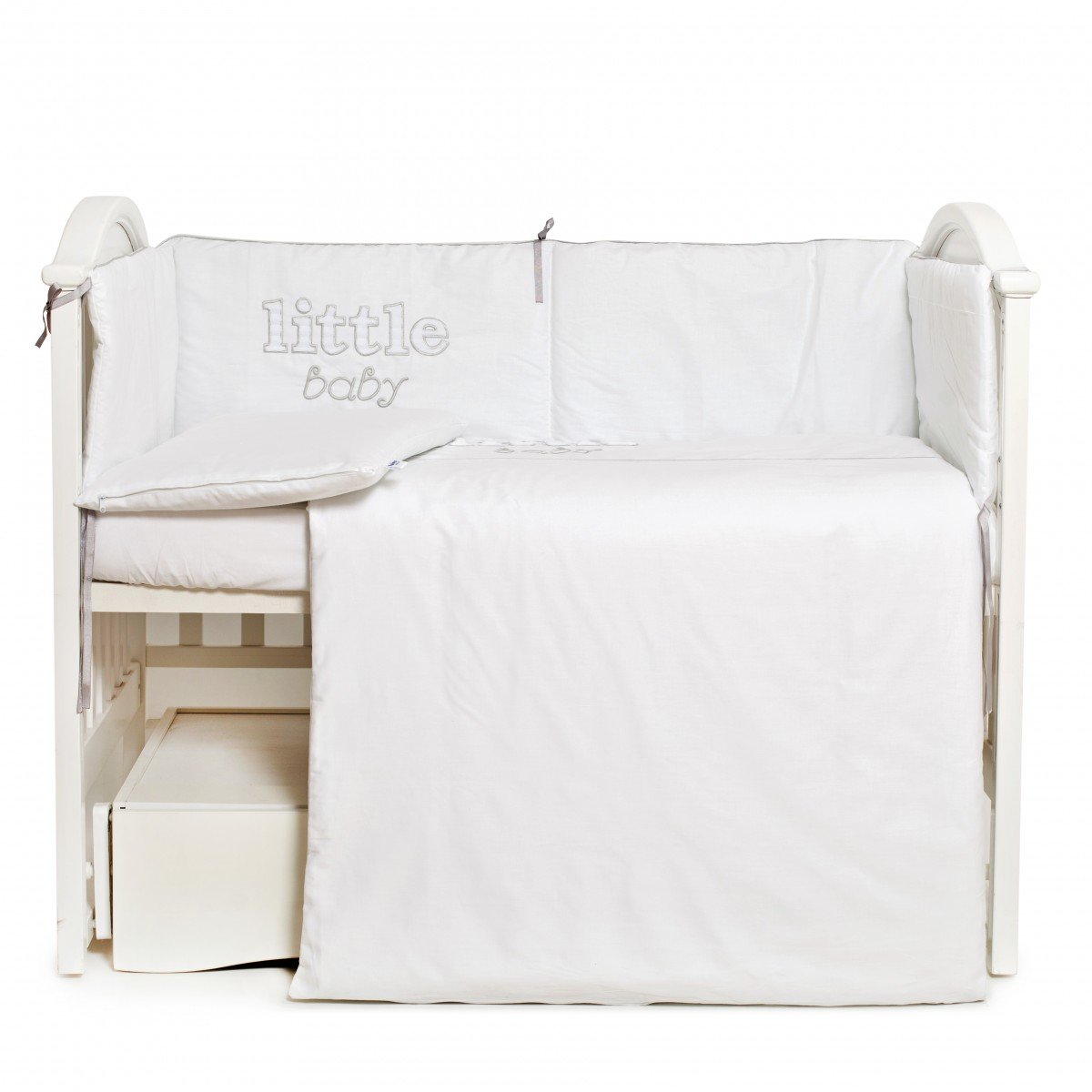 

Постільний комплект Twins Little Baby 4042-TLB-10 white/grey 6 ел. білий Сірий