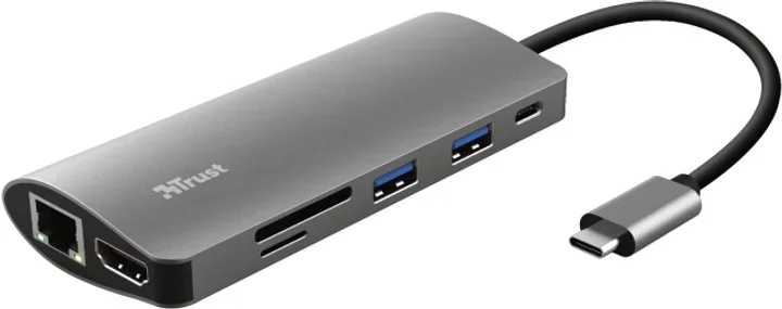 Акція на Trust Adapter Dalyx USB-C to 2xUSB3.0+USB-C+HDMI+RJ45+SD+microSD (23775) від Stylus