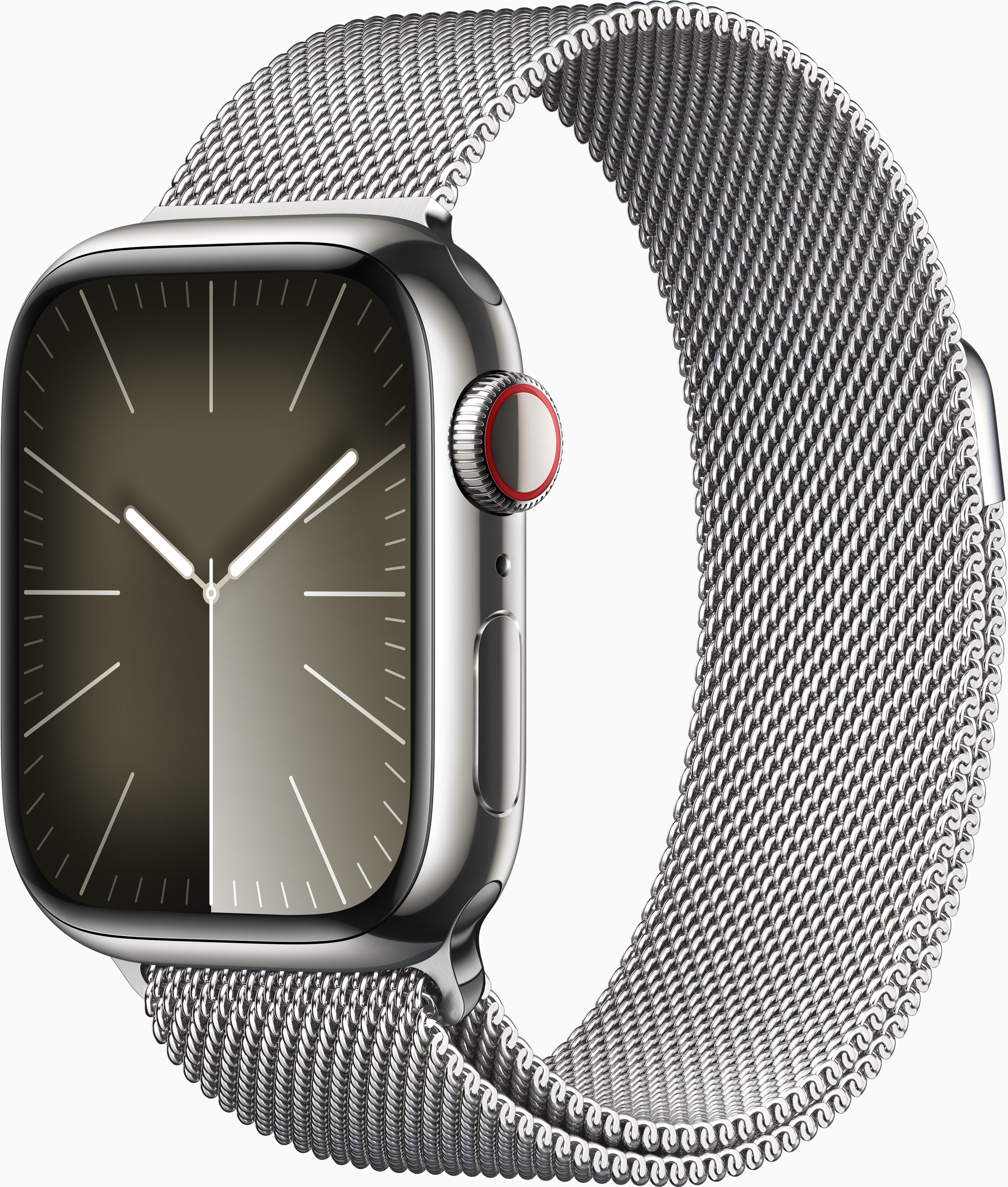 Акція на Apple Watch Series 9 41mm GPS+LTE Silver Stainless Steel Case with Silver Milanese Loop (MRJ43) від Stylus