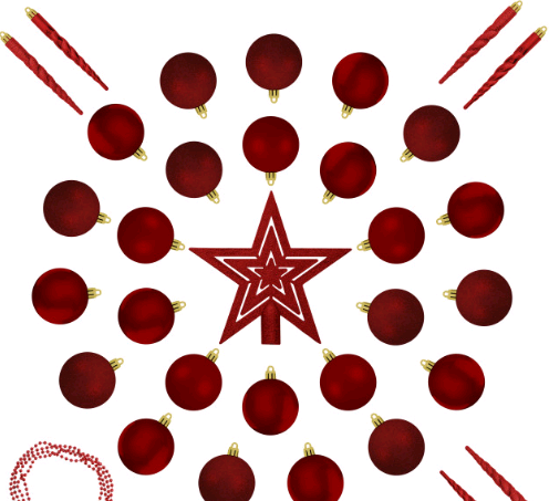 

Елочные шары House of Seasons комплект 33шт, оттенки красного