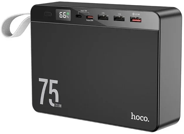 Акція на Hoco Power Bank 75000mAh J94 Overlord Pd 20W 22.5W Black від Stylus