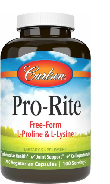 

Carlson Labs Pro-Rite L-Proline & L-Lysine L- пролин, L- лизин 200 капсул