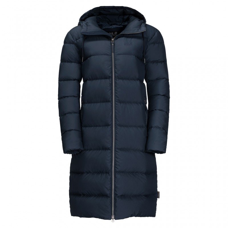 

Пуховик Jack Wolfskin Crystal Palace Coat 1204131-1910 48 темно-синий зимний с капюшоном длинный