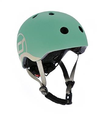 Акция на Шлем защитный детский Scoot&Ride серо-зеленый, с фонариком, 45-51см (XXS/XS) от Stylus