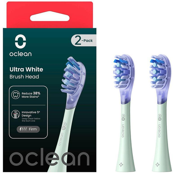 Акція на Насадка для щетки Oclean UW01 G02 Ultra White Brush Head Green (2 шт) (6970810553529) від Stylus