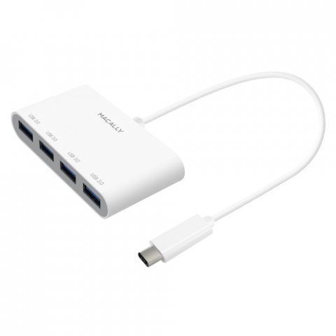 

Macally Adapter USB-C to 4 port Usb 2.0 Hub White (UCHUB4)