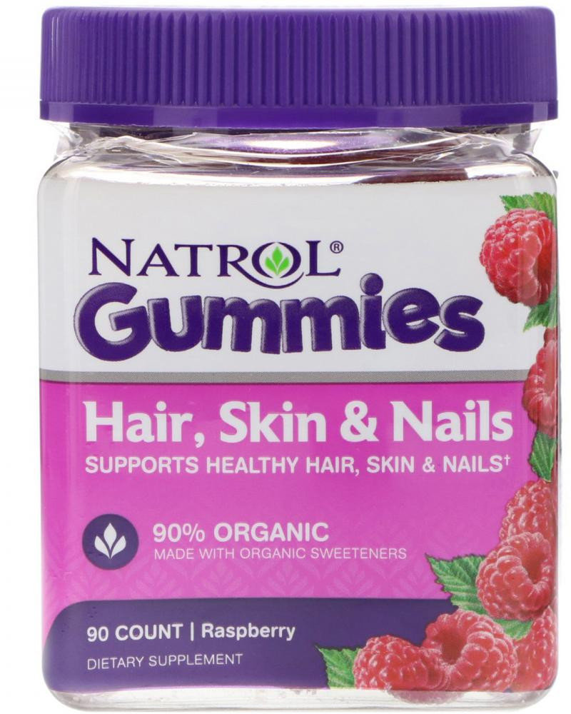 

Natrol Gummies Hair Skin & Nails 90 Count Raspberry Жувальні цукерки для волосся шкіри і нігтів зі смаком малини