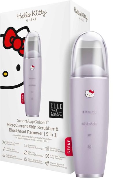 Акція на Микротоковый скрабер для кожи Geske MicroCurrent Skin Scrubber & Blackhead Remover 9 в 1 Hello Kitty Purple (HK000045PU01) від Stylus