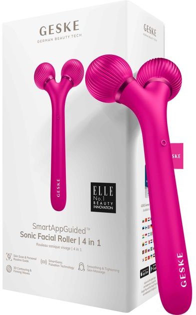 Акція на Звуковой ролик для лица Geske Sonic Facial Roller 4 в 1 Magenta (GK000040MG01) від Stylus