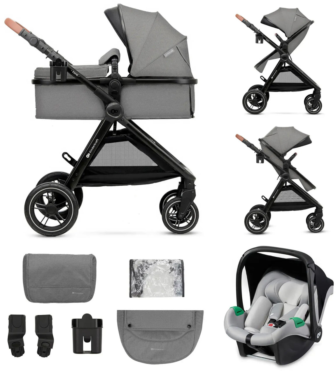 

Універсальний візочок 3 в 1 Kinderkraft Esme Moonlight Grey (KSESME00GRY3000)