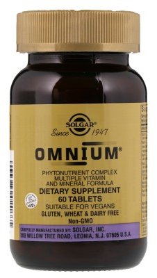 

Solgar Omnium Phytonutrient Complex Multiple Vitamin and Mineral Formula 60 Tabs Мультивитамины и минералы Омниум с железом