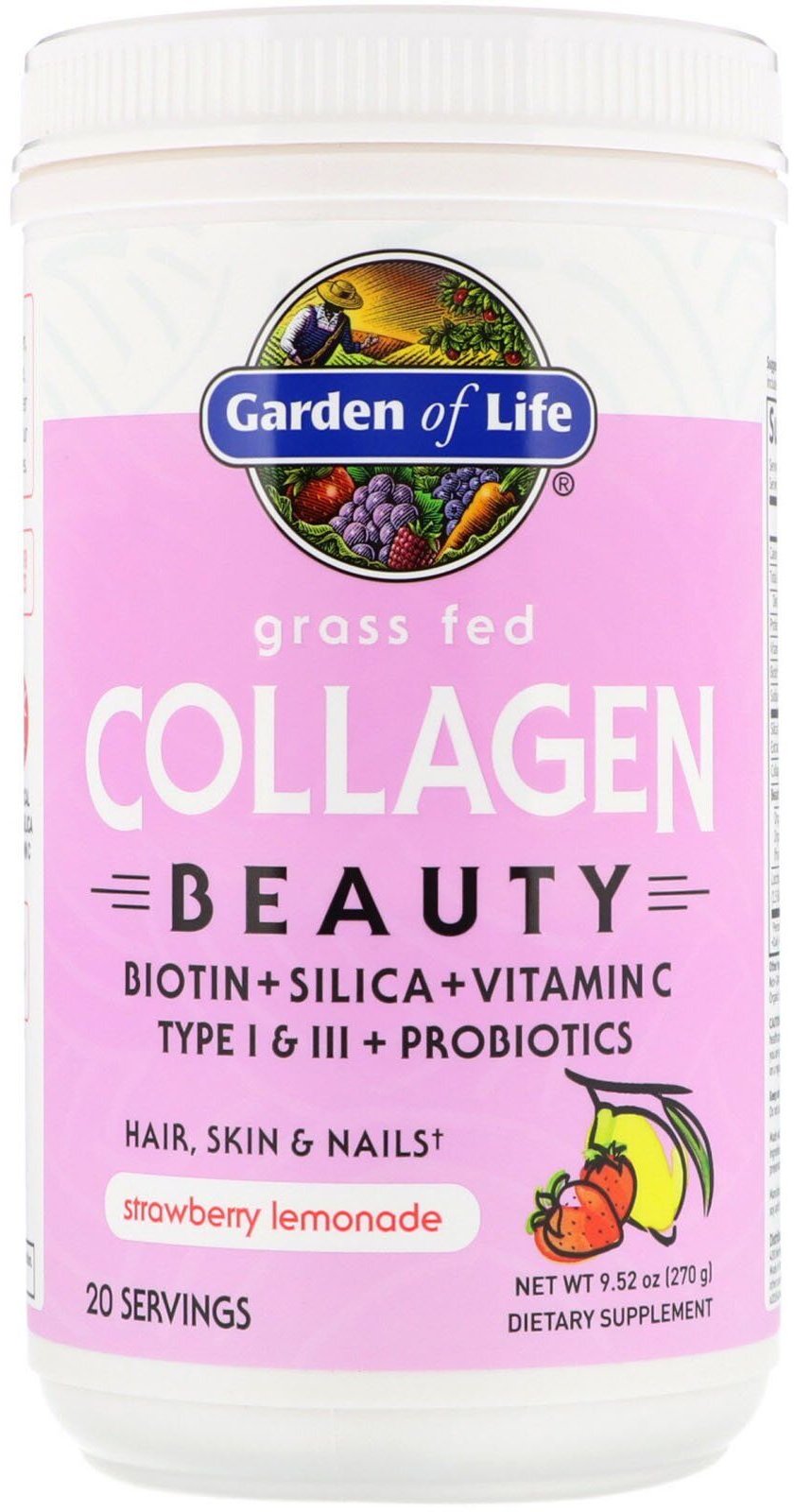 

Garden of Life Grass Fed Collagen Beauty Косметический коллаген со вкусом клубничного лимонада 270 г