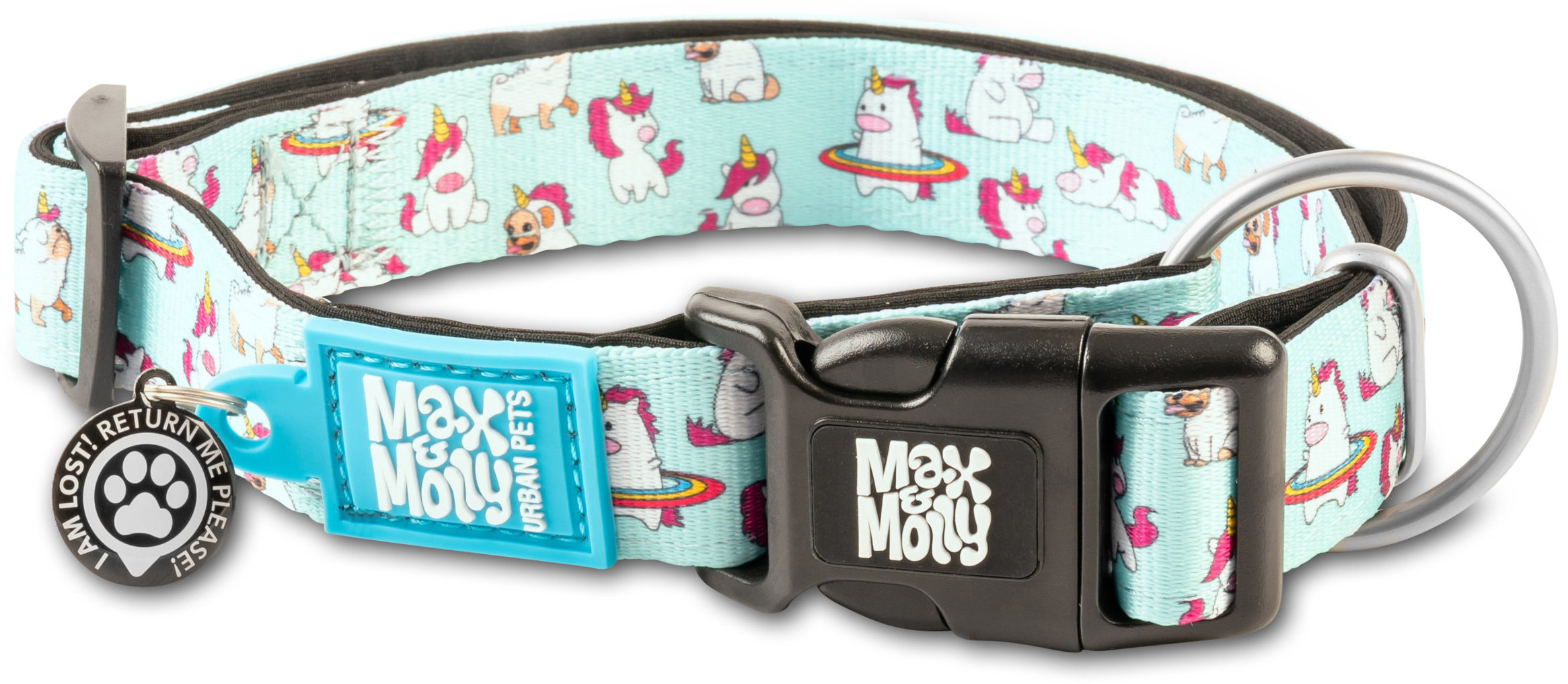 Акція на Ошейник Max & Molly Urban Pets Smart Id Collar - Unicorn/M с принтом Единорог (4894512023079) від Stylus