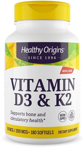 

Healthy Origins Vitamin D3 50 mcg Vitamin K2 200 mcg Вітамін Д3 і К2 180 гелевих капсул