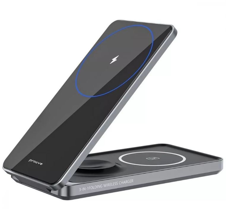 Акція на Proove Wireless Charger Metal Edge 15W 3in1 Gray від Stylus